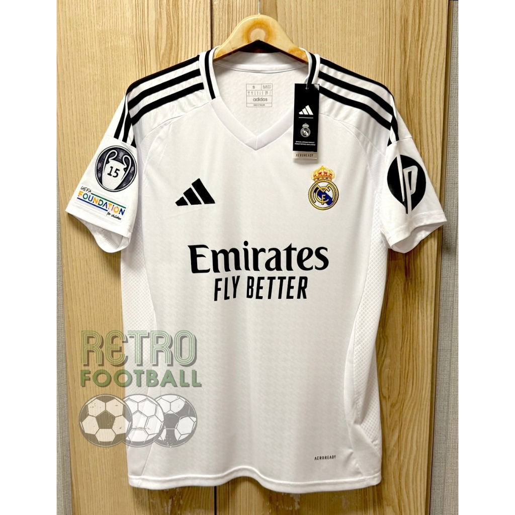 เสื้อฟุตบอลทีม เรอัล มาดริด 3A เกรดแฟนบอล Home ชุดเหย้า ปี 2024/25 ฟลูออฟชั่น UCL ชื่อเบอร์นักเตะหน้าหลัง ครบทุกคน