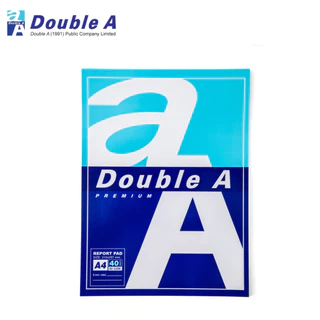 (ราคา 1 โหล) สมุดรายงาน Double A สมุดรายงานมีเส้น ฉีกได้ ขนาด A4 หนา 80 แกรม (จำหน่าย 25 แผ่น, 40 แผ่น)