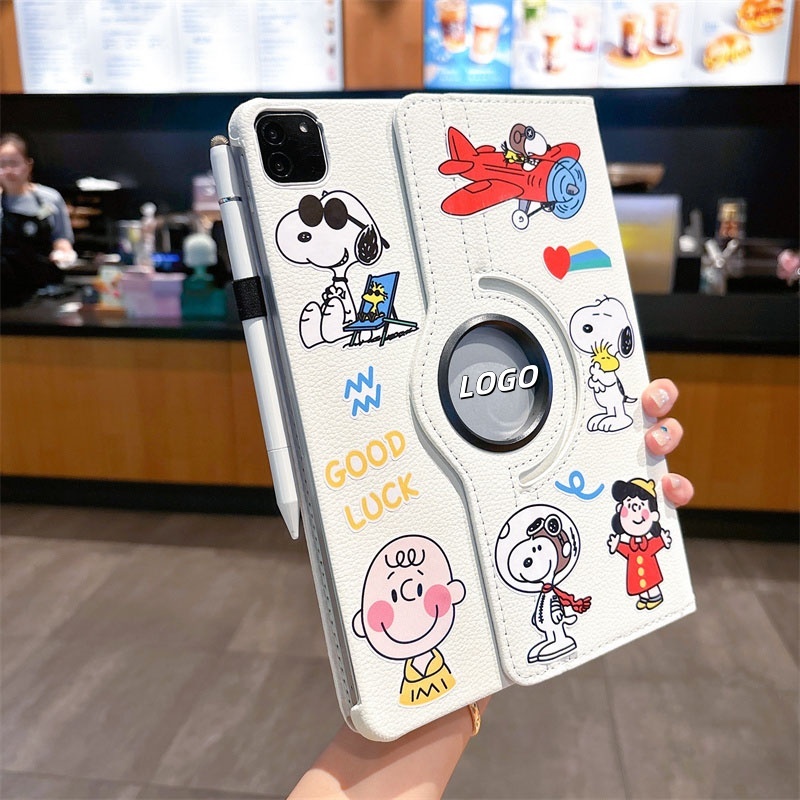 🔥ส่งจากไทย🔥Snoopy Charlie Brown เคส for iPad 2025 11 10.2 2025 เคสไอแพด Gen11 10 9 8 2022 Air5 6 7 10.9 Case การหมุน 360