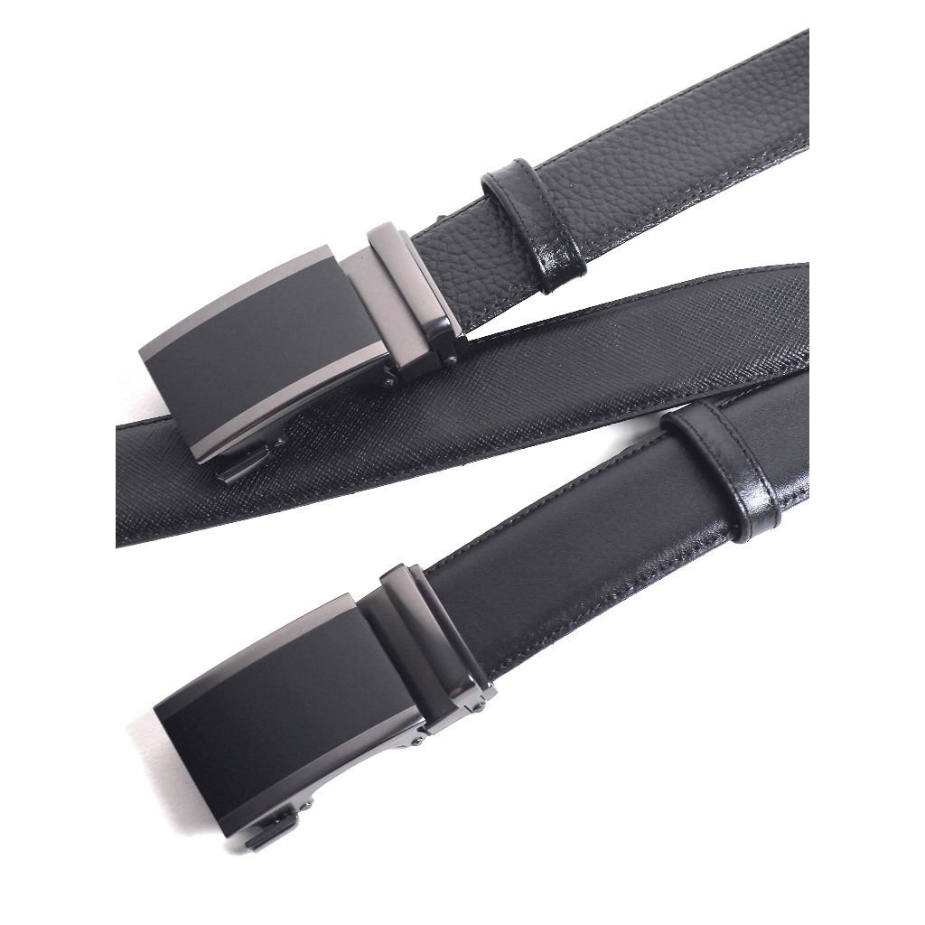 เข็มขัดออโต้ล็อค หนังวัวแท้ Autolock belt 1.2" สาย 3 แบบ Smooth, Embossed, Saffiano
