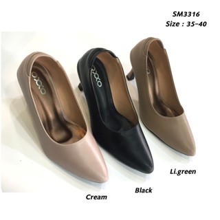 prettycomfortรองเท้าคัทชู ผู้หญิง ทรงหัวแหลม สูง2.5นิ้ว  ทำจ…