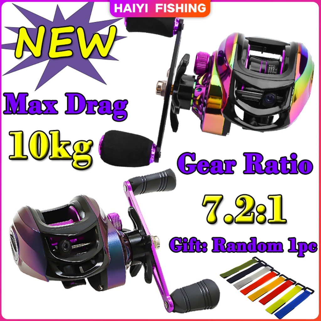 🐬HAIYI FISHING🐬รอกหยดน้ํา รอกเบส รอกเบท แรงลาก 10 กก.7.2: 1 อัตราทดเกียร์ที่มีประสิทธิภาพ สําหรับตกป