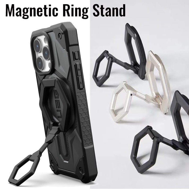 Uagขาตั้งแหวนแม่เหล็กสําหรับ iPh16/15/14/13PMแหวนโลหะแบบถอดได้Grip& 360หมุนขาตั้งแบบปรับได้สําหรับ Samsung GalaxyS24/S23