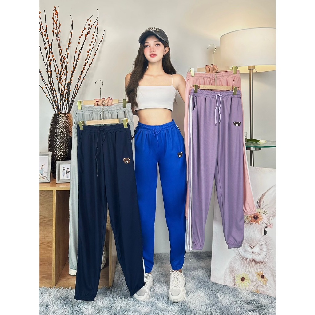 กางเกงขายาวส กางเกงวอร์ม ทิ้งตัวใส่สวย สไตล์เกาหลี เอวยางยืดขายาว ทรงขาปล่อย ผ้านิ่ม เอวสูงยางยืด ทรงดูผอมสูง K9233