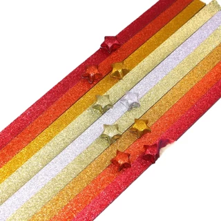กระดาษพับดาว กากเพชร (origami lucky star) สําหรับตกแต่ง หลากสีสัน ไล่โทนสี แฮนด์เมด สินค้าพร้อมส่ง