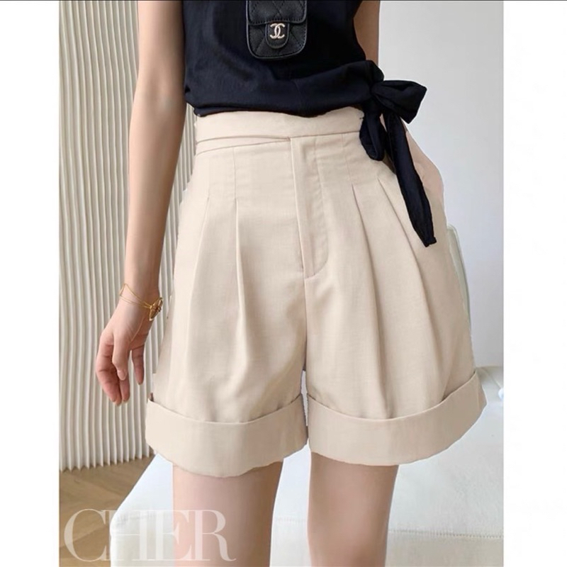 8608กางเกงขาสั้นเอวสูงขาเบิ้ลผ้าดีไม่สั้นมาก💗