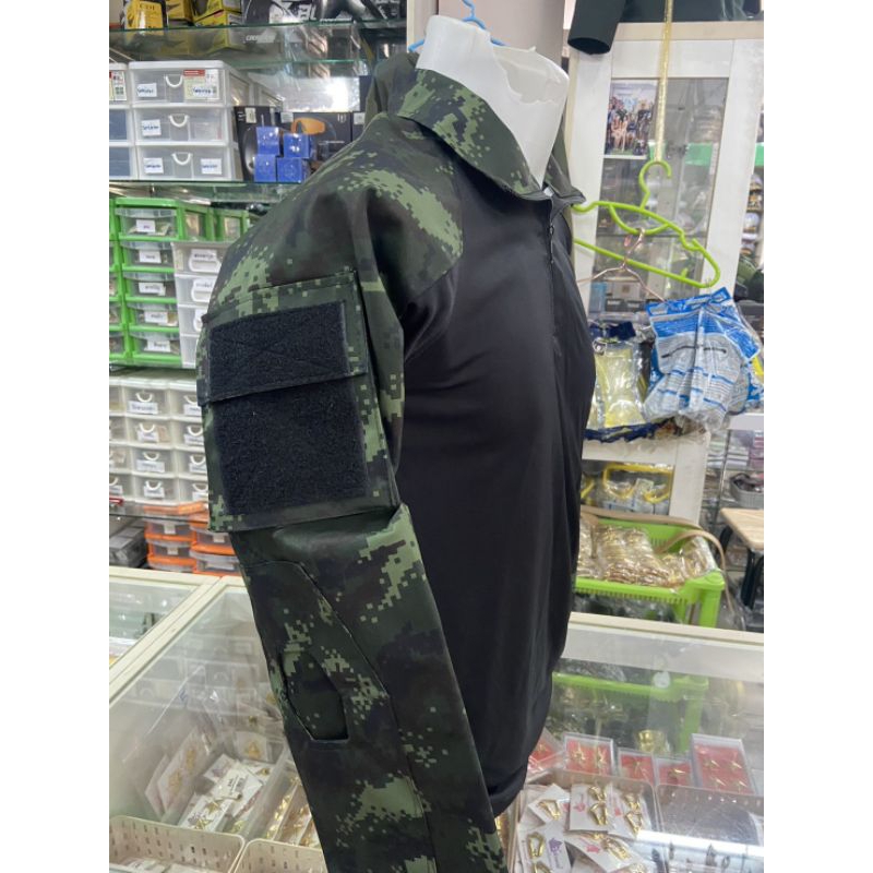 เสื้อคอมแบทเชิตตัวดำนาโนแขนชุดฝึกใหม่