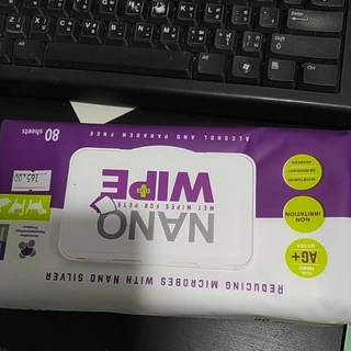 Nano Wipe บรรจุ 80 ผืน ผ้าเปียก ทำความสะอาด สัตว์เลี้ยง แมว สุนัข ชูก้า หนูแฮม
