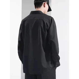#061#M-3XL#เสื้อเชิ้ตผู้ชายผ้าโพลีเอสเตอร์เสื้อเชิ้ตผู้ชายสุภาพแขนยาวเสื้อทรงหลวมผ้านิ่มลื่นใส่สบายใส่ได้ทุกโอกาศ