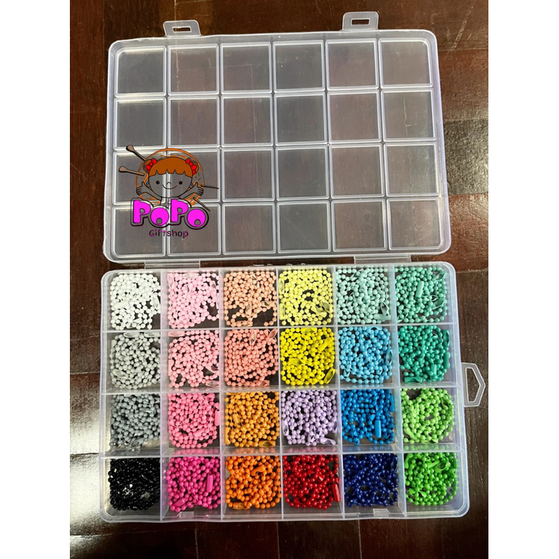 [พร้อมส่ง] โซ่ไข่ปลา 12 ซม คละสึ 72 เส้น 24 สี พร้อมกล่องใส่