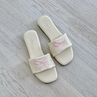 Rarin รุ่น [ Pretty girl ] 36 - 41 รองเท้าแตะพื้นนุ่ม ปักโบว์ โซคิวท์~