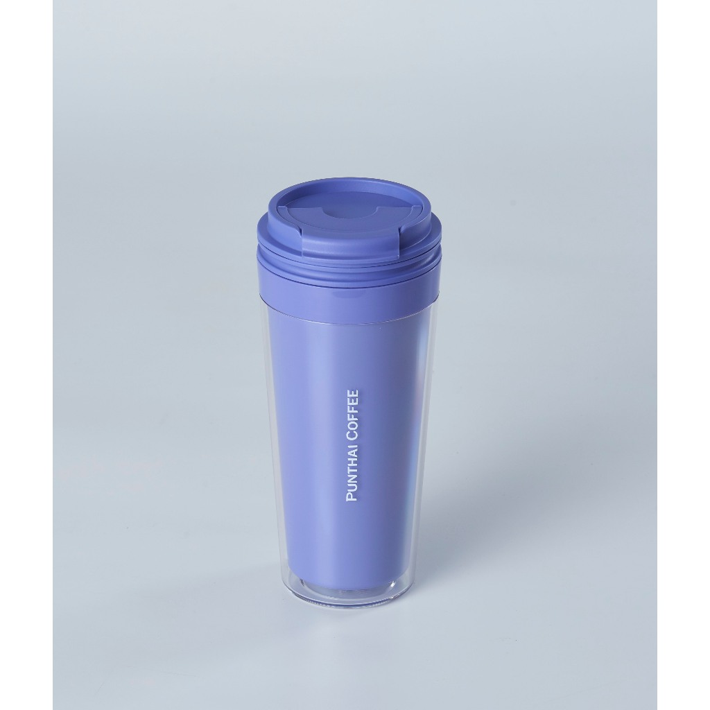 Punthai x LocknLock แก้วน้ำพลาสติก 2 ชั้น Bucket Cold Cup สีน้ำเงิน ความจุ 580 ml. รุ่น HAP519