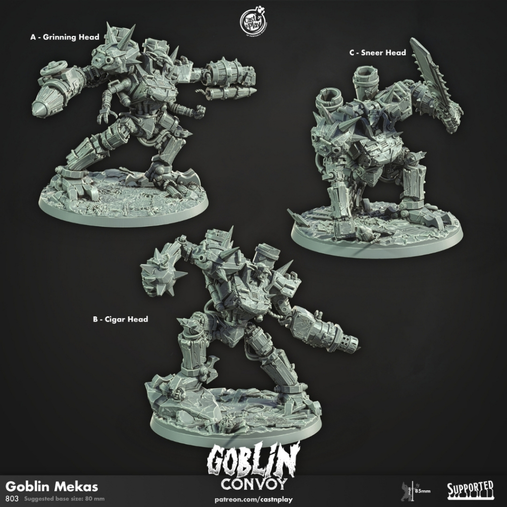 Goblin Mekas - The Goblin Convoy - Humanoid Goblin / 32mm scale 3D printed miniature CNP