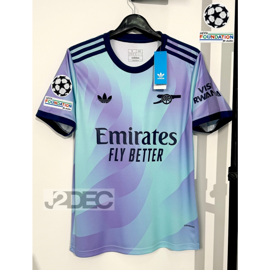 ใหม่ล่าสุด!! เสื้อฟุตบอล Arsenal Third ชุดสาม ( 3A ) เกรดแฟนบอล 2024/25 เสื้อพร้อมอาร์ม UCL ชื่อเบอร์นักเตะแบบใหม่ล่าสุด