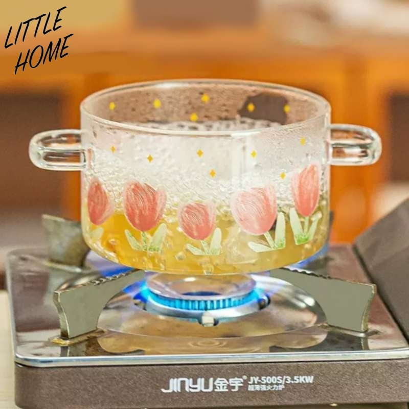 LITTLE HOME หม้อ หม้อต้ม หม้อสองหู หม้อแก้วพร้อมหูจับ ขนาด16cm ตั้งบนเตาแก๊สได้ (A0) ราคา ถูกที่สุด ดีลบีเคเค แกลเลอรีภาพที่ 4