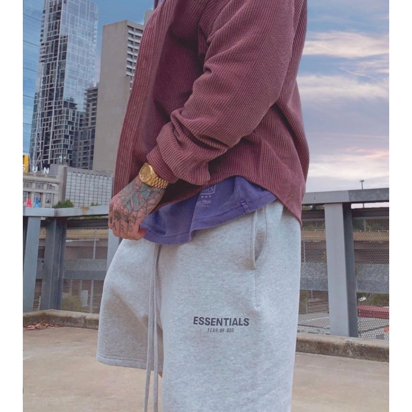 Correct Version FOG Fear Of God Essentials Grey sports Shorts Reflective Pants Shorts Black Khaki