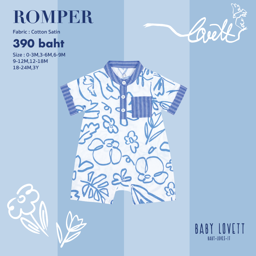 03 Blue Floral - Romper