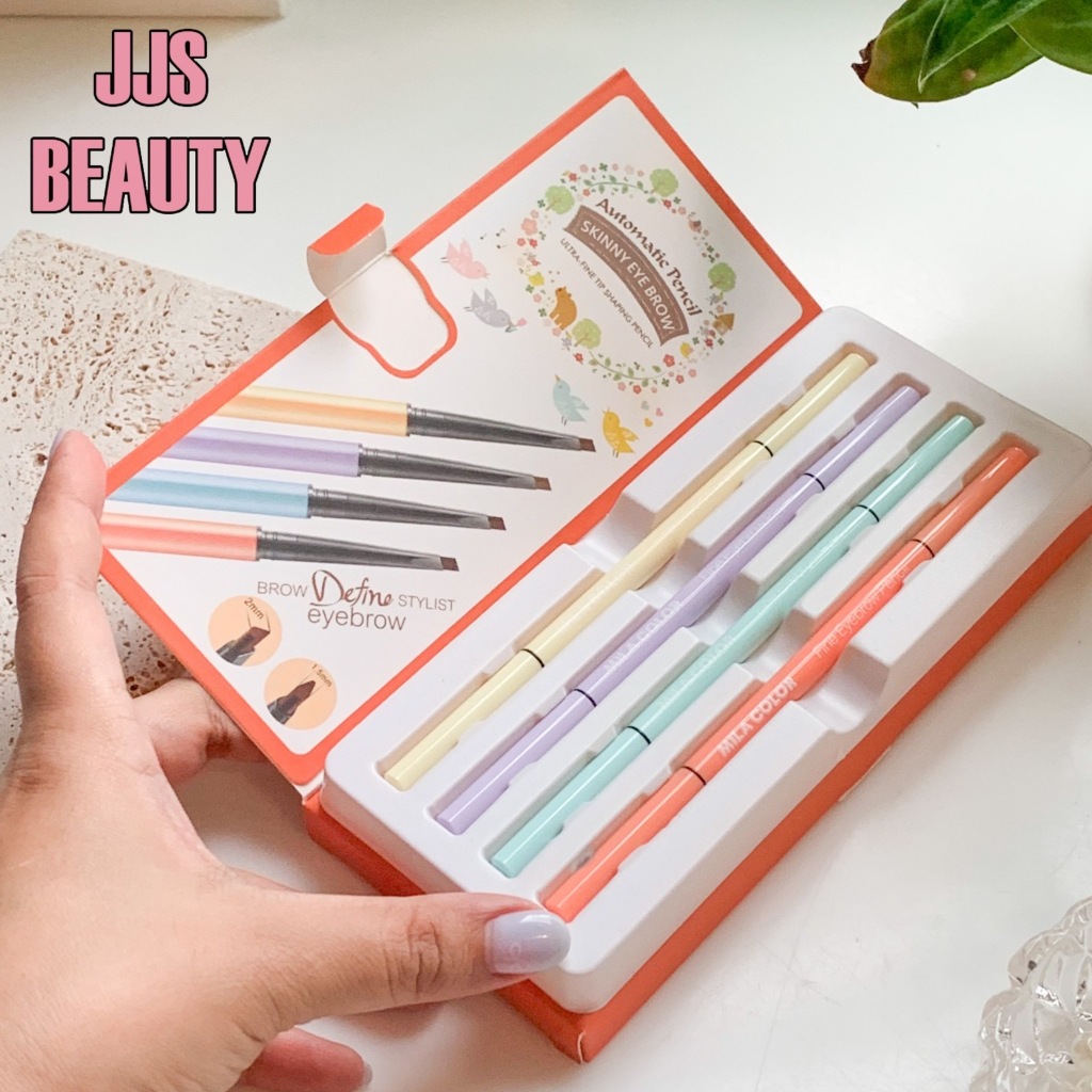 MILA COLOR 4IN1 Skinny Eyebrow Pencil เซตดินสอเขียนคิ้ว เนื้อนุ่มลื่น เขียนง่าย สีสันเป็นธรรมชาติ
