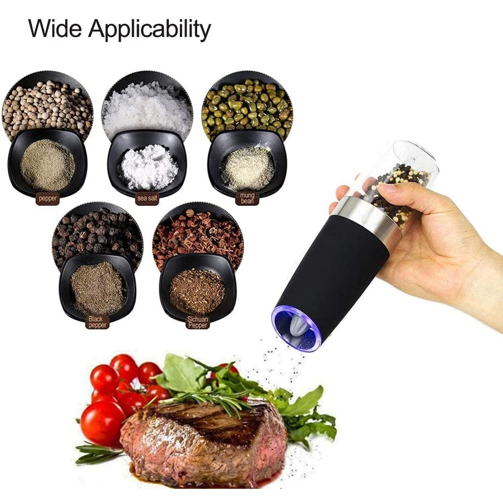 C22 เครื่องบดเกลืออัตโนมัติ ไฟฟ้า เครื่องบดพริกไทย ที่บดพริกไทย บดพริกไทย บดสมุนไพร ขวดพริกไทย LED