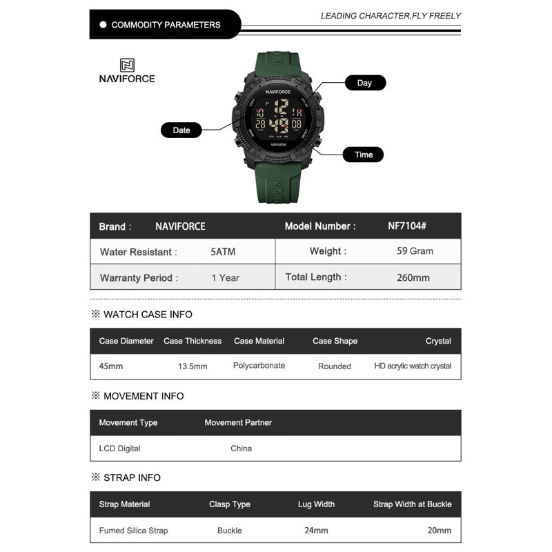 Naviforce NF7104 สายรับเบอร์ กันน้ำ 30M ของแท้100% ประกันศูนย์ไทย 1 ปี