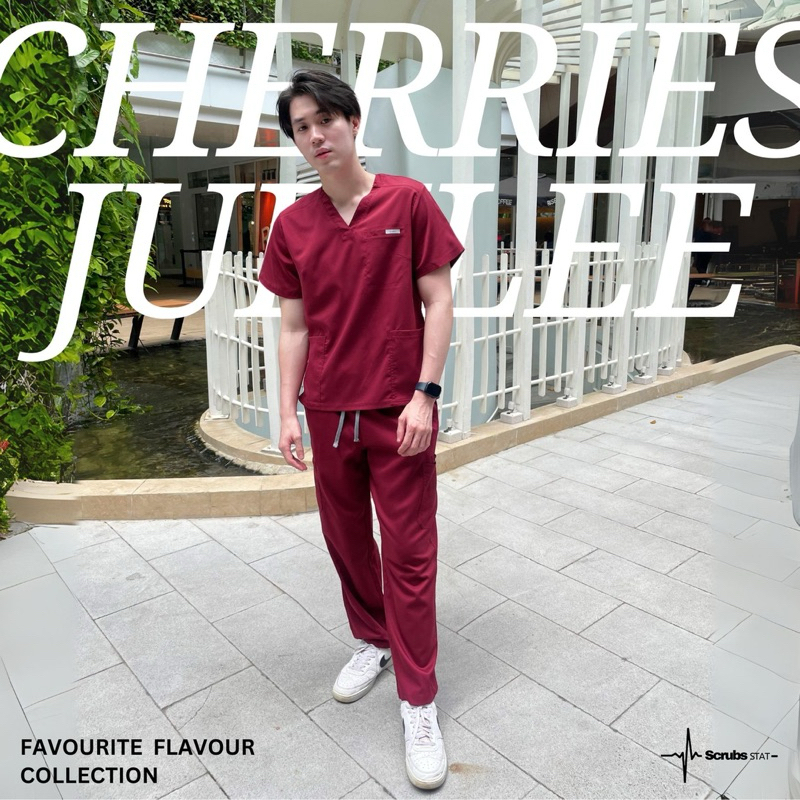 ปักชื่อ (รอ 2 วัน) Scrubs STAT Cherries jubilee - ชุดสครับ แพทย์ พยาบาล ทันตะแพทย์ สัตวแพทย์ กายภาพ