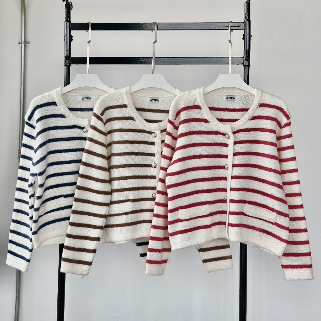 Atipashop - GARDENA CARDIGANS เสื้อคลุม แขนยาว คาร์ดิแกน ลายทาง