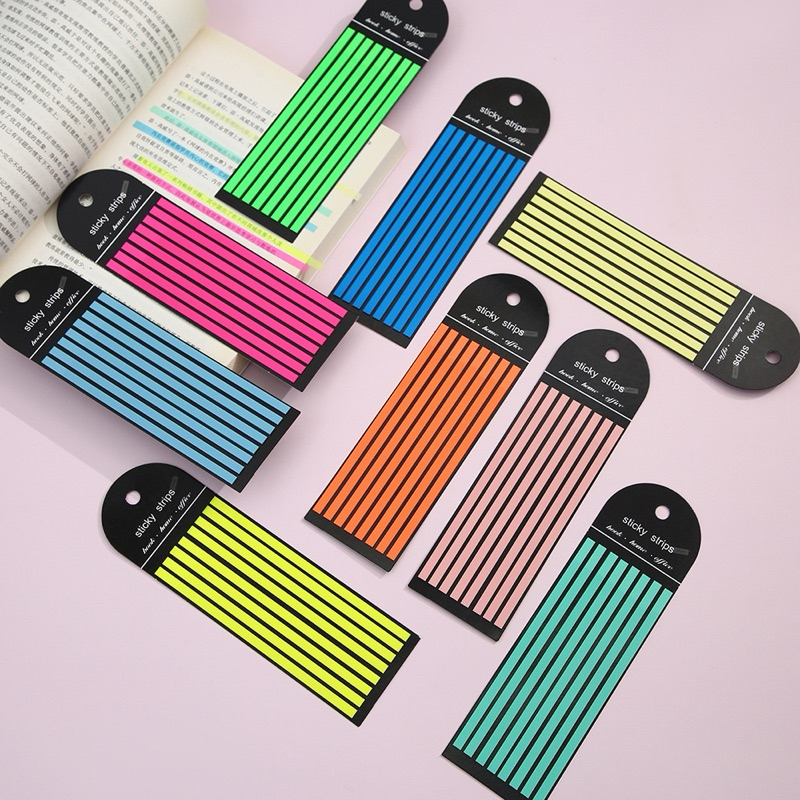 Index Sticky Strips Sticker อินเด็กซ์ สติ๊กเกอร์แบบเส้น ที่คั่นหนังสือ (160 ชิ้น) ขนาด 14x0.5 ซม.