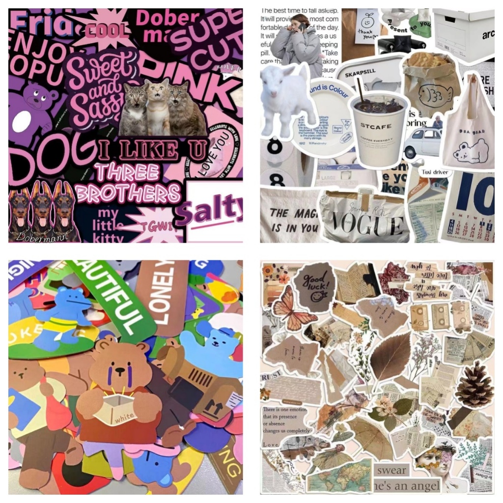 ⭐24 ชั่วโมงส่ง⭐50แผ่น การ์ตูน สติ๊กเกอร์ ผีเสื้อ หมี ลูกสุนัข สติ๊กเกอร์กันน้ำ เหมาะสำหรับไอแพดแก้วน้ำสติ๊กเกอร์อตู้เย็น