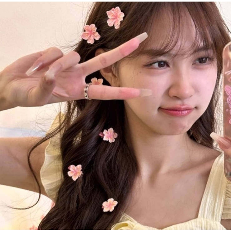 กิ๊บติดผมดอกไม้รูปดอกซากุระสีชมพูน่ารักสไตล์เกาหลีคลิปด้านข้างแฟชั่นหวานหน้าม้าเครื่องประดับผมสำหรับผู้หญิง