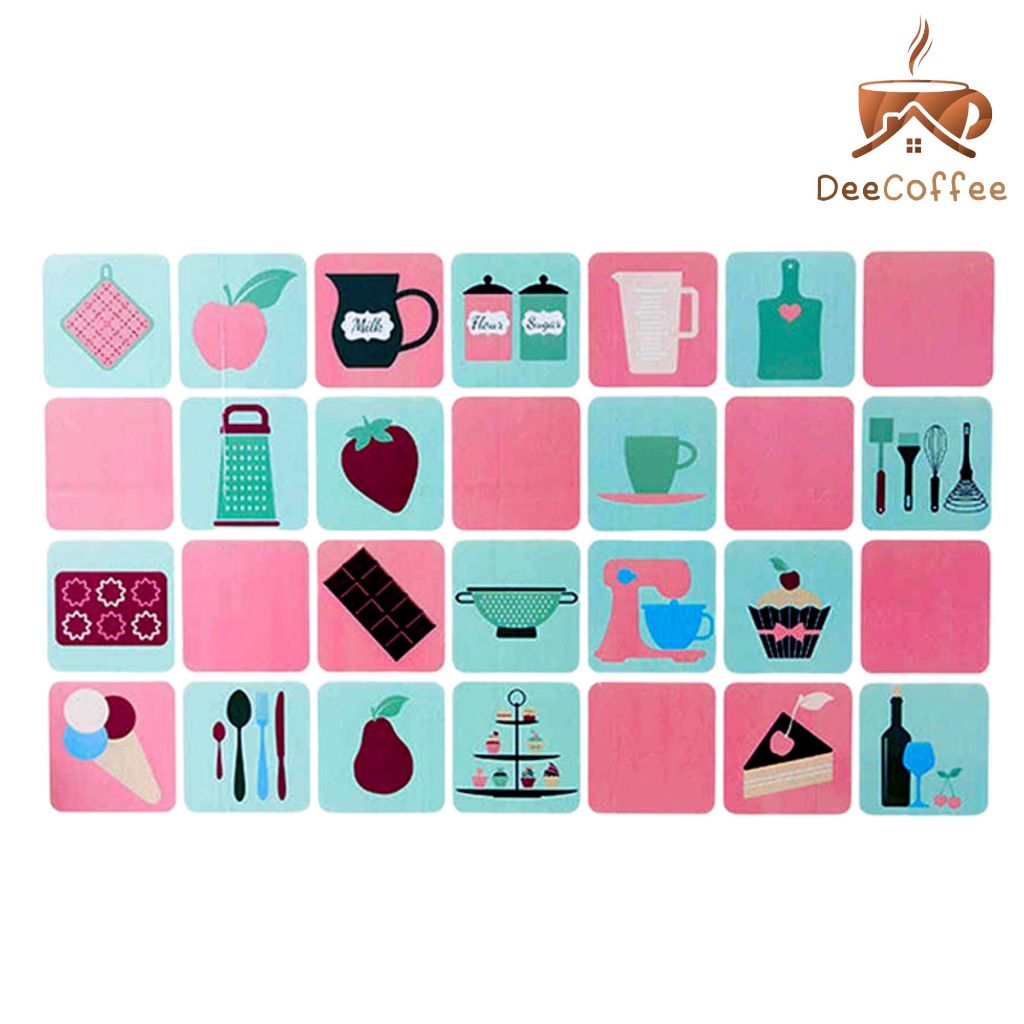 สติ๊กเกอร์ติดผนังห้องครัว กันน้ำมันกระเด็น ติดผนัง ทำความสะอาดได้ Oil Proof Sticker Dee Coffee