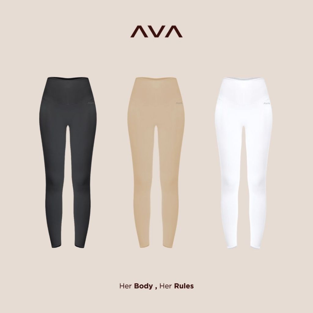 AVA ACTIVE WEAR กางเกงออกกำลังกาย ขายาว เอวสูง ขอบยางซิลิโคนเพิ่มความกระชับ เน้น PERFORMANCE ระบายอากาศดี วิ่ง ฟิตเนส