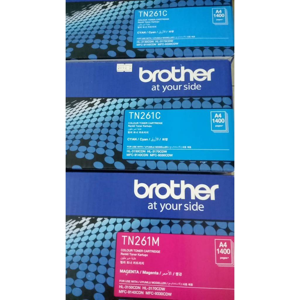 Original TN-261 Bk , C , M , Y HL-3150CDN / HL-3170CDW / MFC-9140CDN / MFC-9330CDW