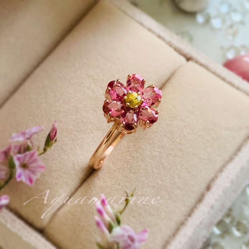 แหวนดีไซน์ดอกไม้(Flower Collection)พลอยพิ้งค์ทัวร์มาลิน