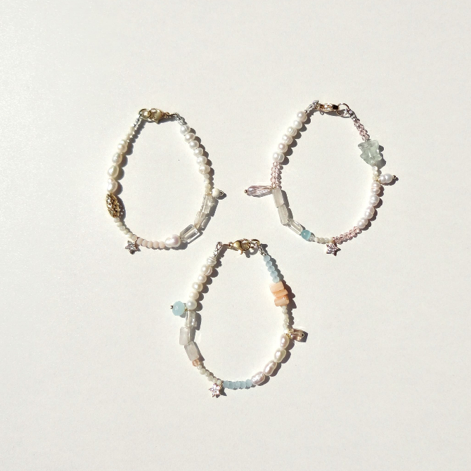 nice try studio – Sheen Bracelet สร้อยข้อมือไข่มุกแท้ หิน และชาร์ม #003 #004 #005 #006 #007 #008