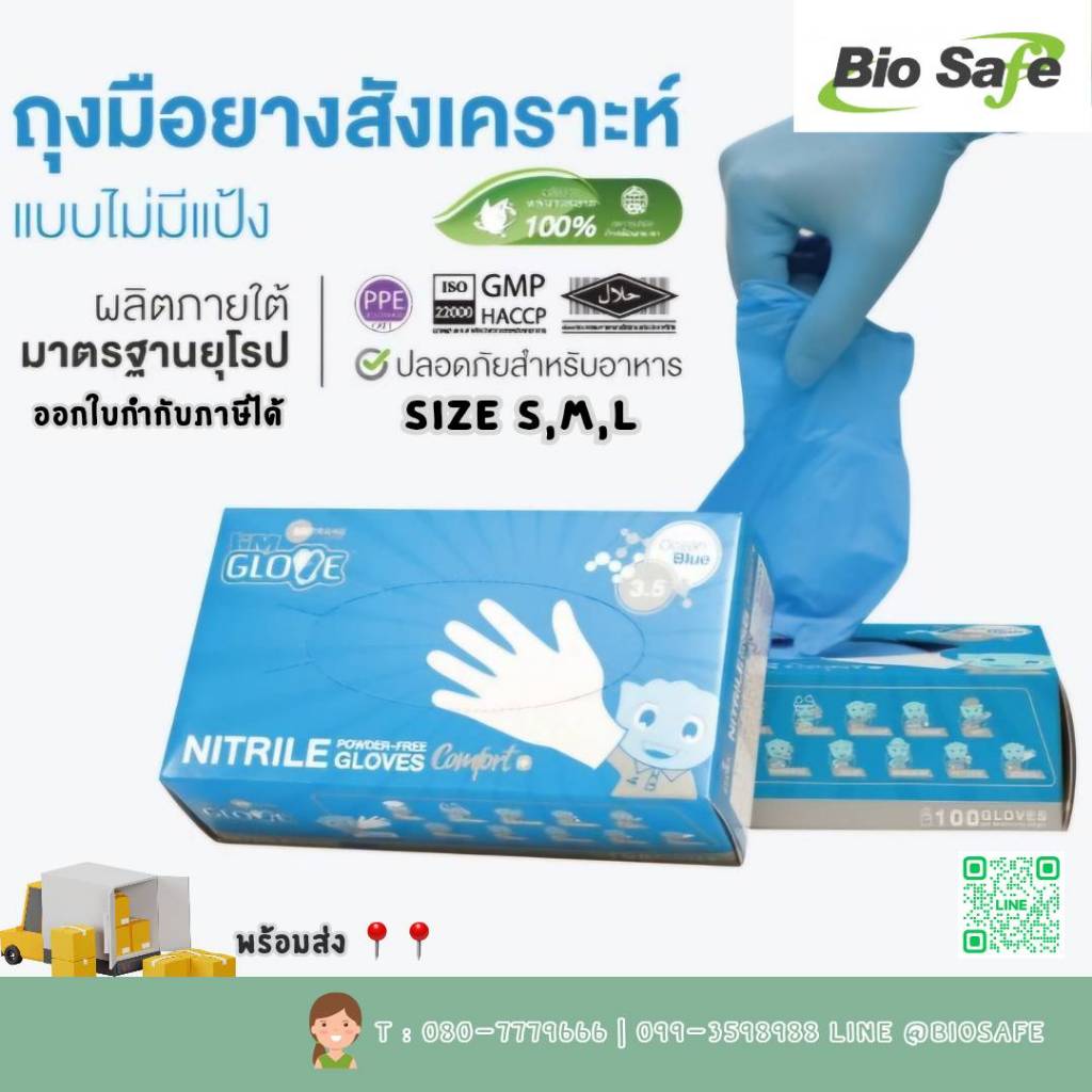ถุงมือไนไตร สีฟ้า I'm Glove  หนา 3.5 มิล (1 กล่อง/50 คู่)