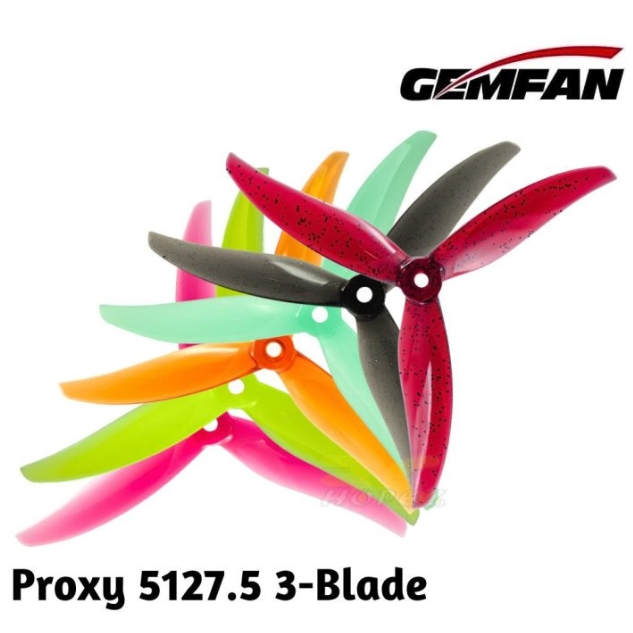 [ใบพัดโดรน 5นิ้ว] Gemfan PROXY 5127.5 PC 3 Blade 1ชุด 4ใบ คละสี