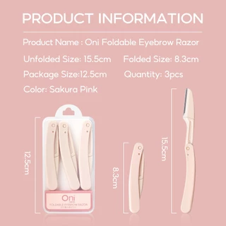 Oni 3Pcs Portable Eyebrow Razor Kit Folding Eyebrow Beauty Makeup Tool Eyebrow Trimmer กรรไกร กันคิ้ว ที่กันคิ้ว