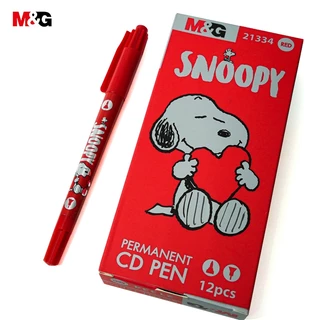 M&G SPM21334 ปากกาเคมี 2 หัว Snoopy ลาย ปากกามาร์คเกอร์ 2 หัว CD Marker เหมาะสำหรับการวาดภาพของนักเรียนเครื่องหมาย