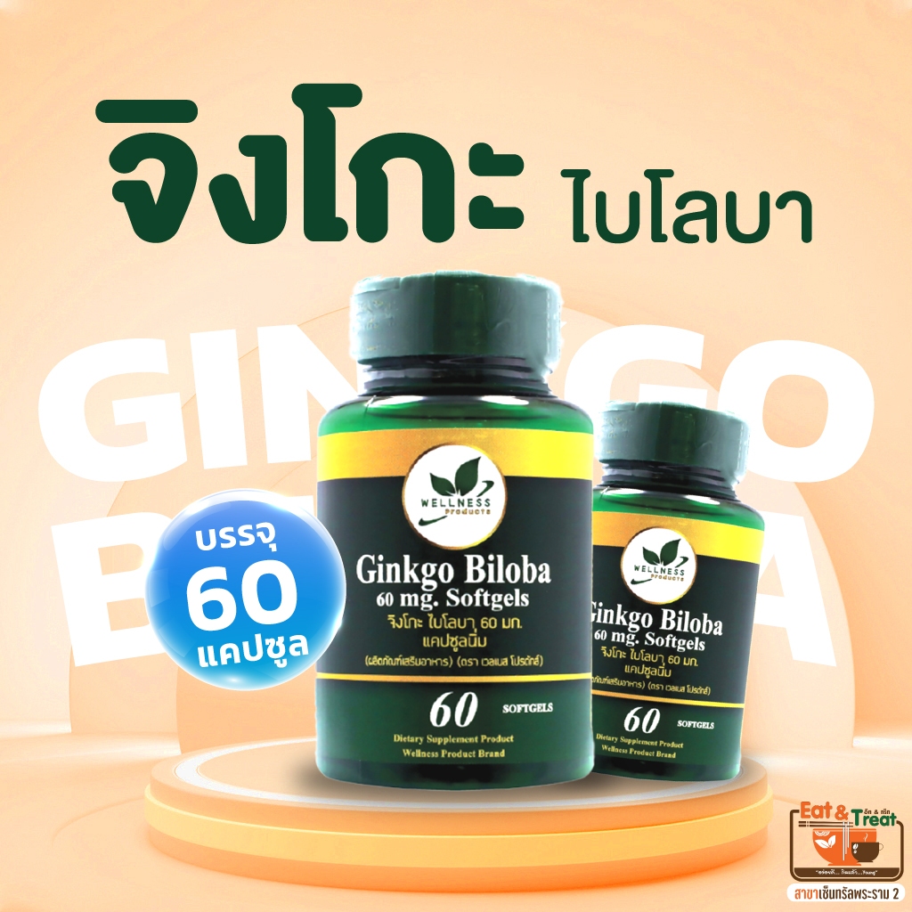 ส่งด่วน⚡ส่งภายในวัน🚀จิงโกะ ไบโลบา Ginkgo Biloba 1 กระปุก 60แคปซูล อีทแอนด์ทรีท พระราม 2