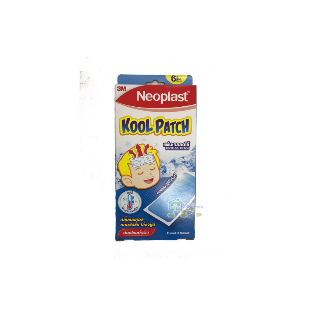 แผ่นเจลลดไข้ neoplast kool patch กลิ่นเมนทอล 6 ชิ้น ใช้้ไดเทั้งเด็กและผู้ใหญ่