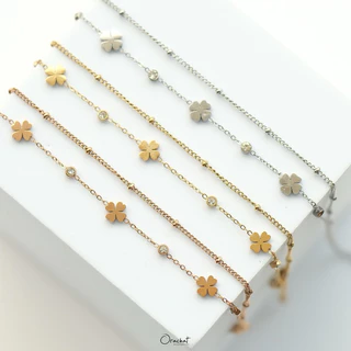 Orachat | Lucky clover 14k bracelet. (สร้อยข้อมือตัวเรือนสแตนเลส)