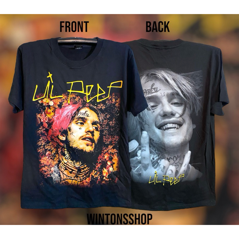 Size M เสื้อยืด Lil Peep Rapper ผ้าดำ