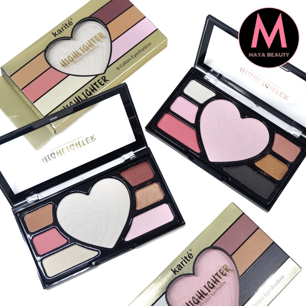 {12ตลับ} Karite Color Eyeshadow & Highlighter Palette พาเลทอายแชโดว์ รูปหัวใจ หลากสี ประกายชิมเมอร์