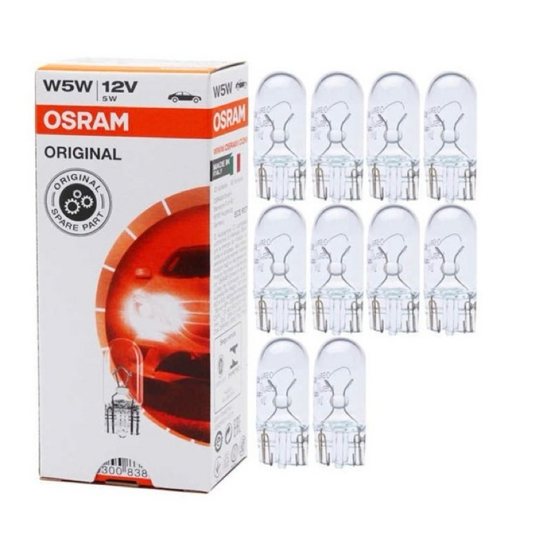หลอดเสียบ หลอดไฟหรี่ OSRAM T10 12V 5W w5w (1 กล่อง 10 หลอด) มาตรฐานแท้ รหัส 2825