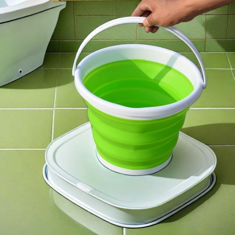 ถังพับ 5L/10L ถังพับซิลิโคนในครัวเรือนแบบพกพา ถังตกปลาแบบพกพา