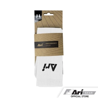 ถุงเท้า อาริ Ari สั้น ครึ่งแข้ง สีขาว ARI CREW SOCKS - WHITE ฟุตบอล ฟุตซอล กีฬา ของแท้ 100%
