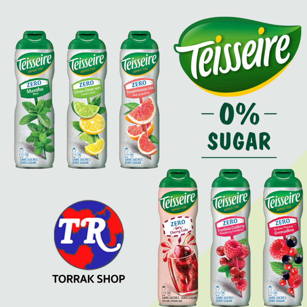 TEISSEIRE ZERO SUGAR เตสแซร์ น้ำหวานเข้มข้น สูตรไม่มีน้ำตาล สำหรับผู้รักสุขภาพ 600มล (หลายรสชาติ)