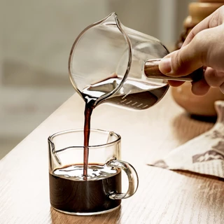 ถ้วยตวงด้ามไม้ ถ้วยแก้วเอสเพรสโซ่ Espresso Cup 75ml 150ml ทนความร้อน ด้ามจับไม้ MindCoffee