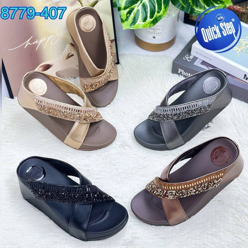 🌈8779-407🌈รองเท้าเพื่อสุขภาพQuick stepแท้พื้นนิ่มใส่สบายเท้าสูง2.5นิ้ว🎉🎉