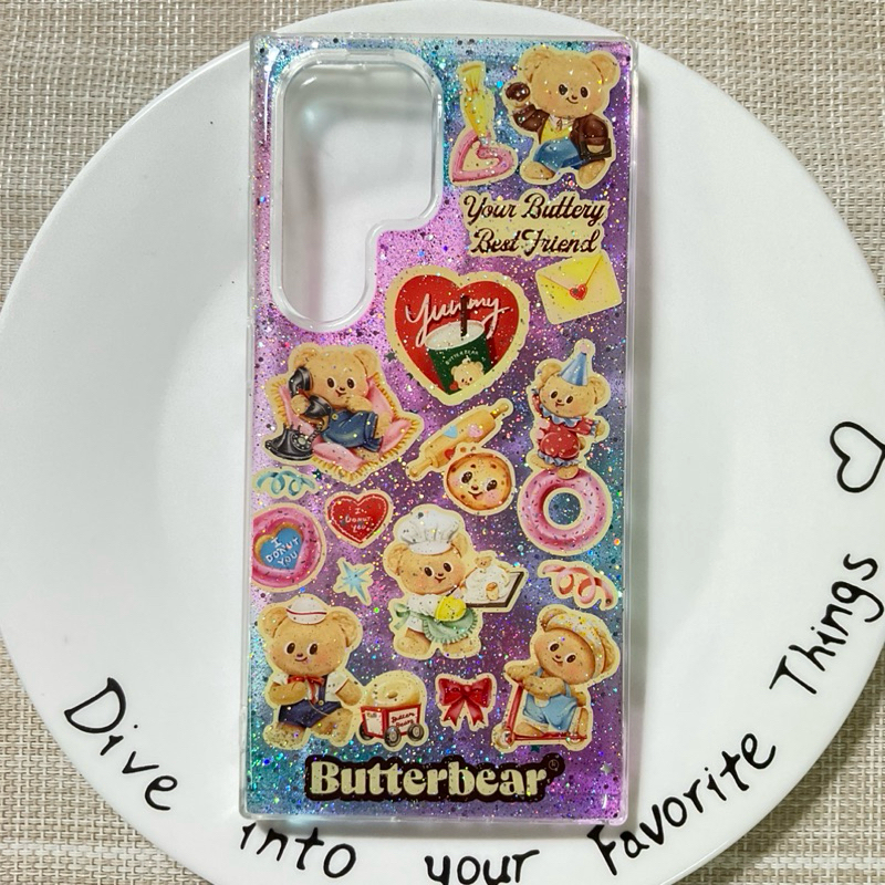 เคสเรซิ่น ลายน้องหมีเนย พร้อมเคลือบกลิตเตอร์